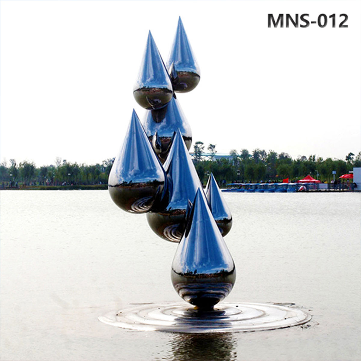 Garden Abstract Stainless Steel Water Drop Sculpture MNS-012