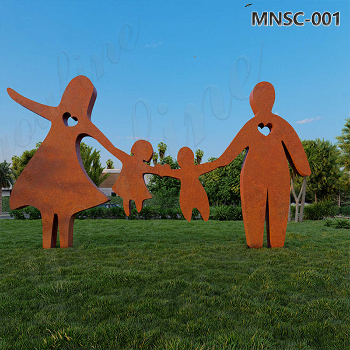 Happy Family Corten Steel Garden Sculpture Original Design MNSC-001