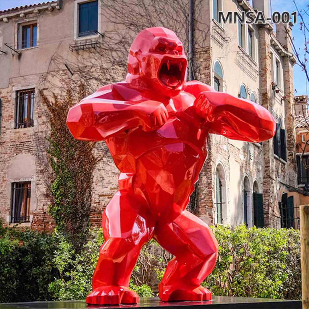 Stunning Geometric Red Gorilla Statue by Richard Orlinsk Replica MNSA-001