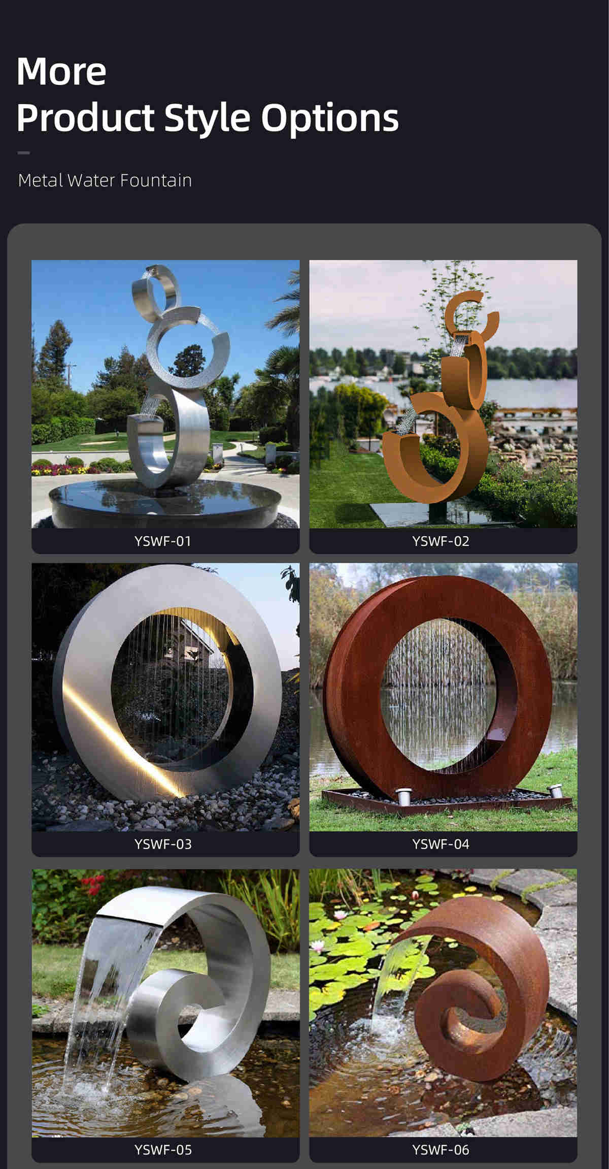 metal water feature fountain meterial