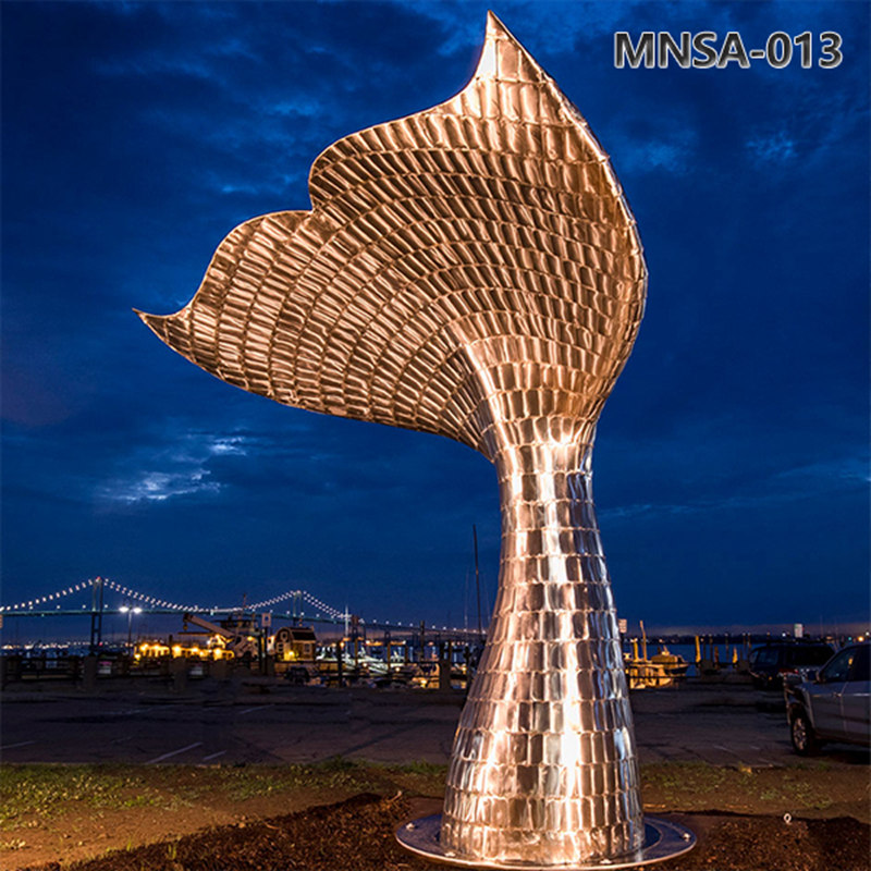 Large Metal Whale Tail Sculpture Seaside Decor MNSA-013