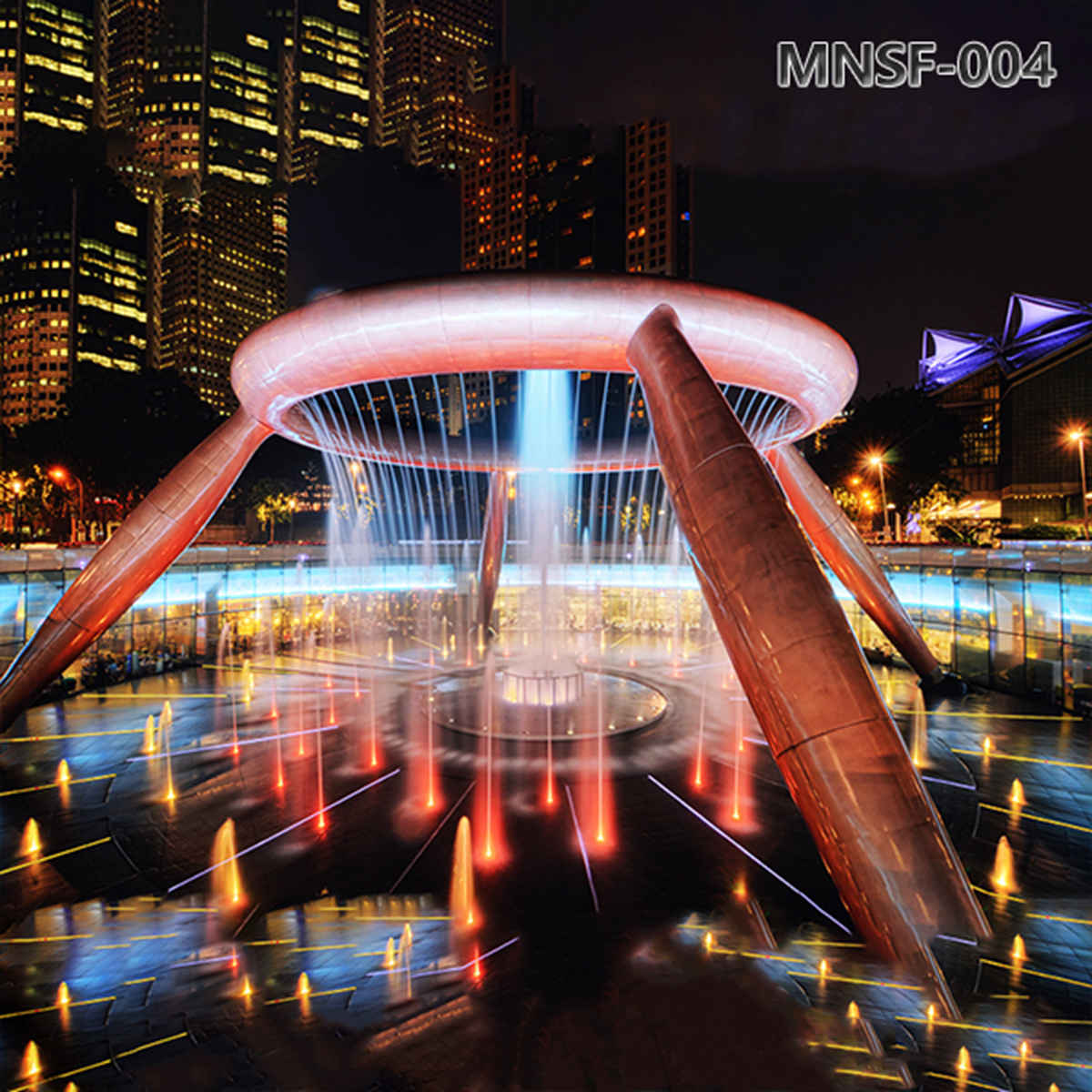 Largest Metal Lighting Fountain of Wealth Singapore Replica MNSF-004