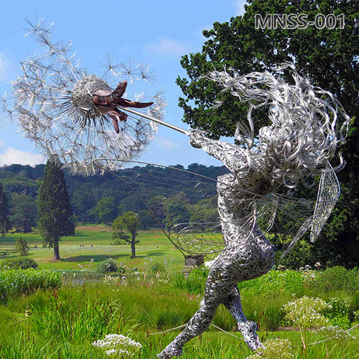 Metal Wire Fairy and Dandelion Garden Sculpture Spot Promotion MNSS-001