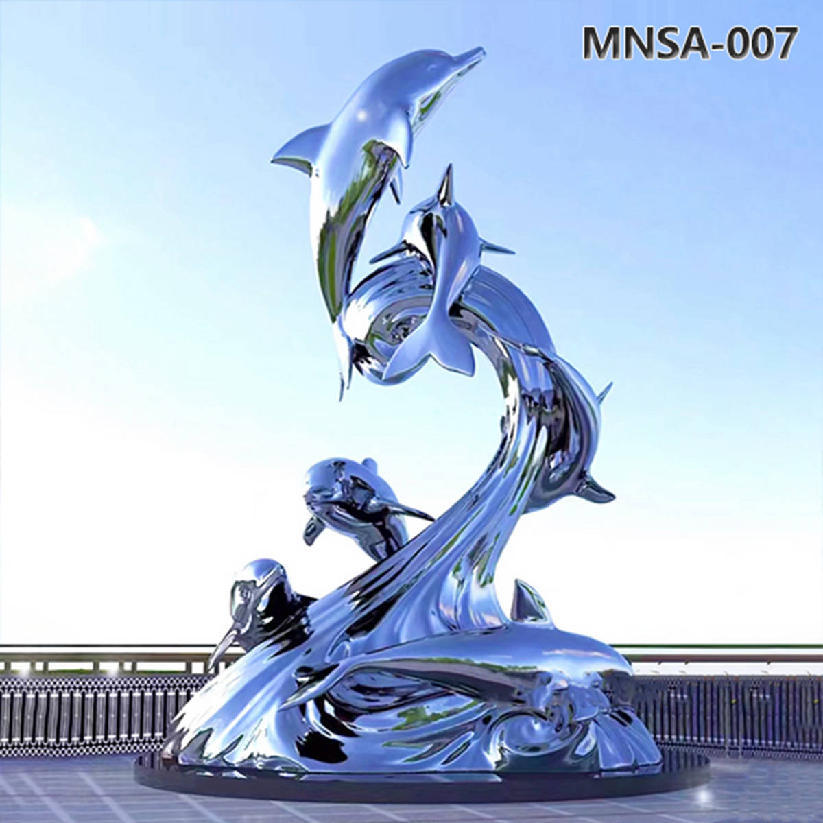 Mirror Polished Large Metal Dolphin Sculpture Outdoor Garden MNSA-007
