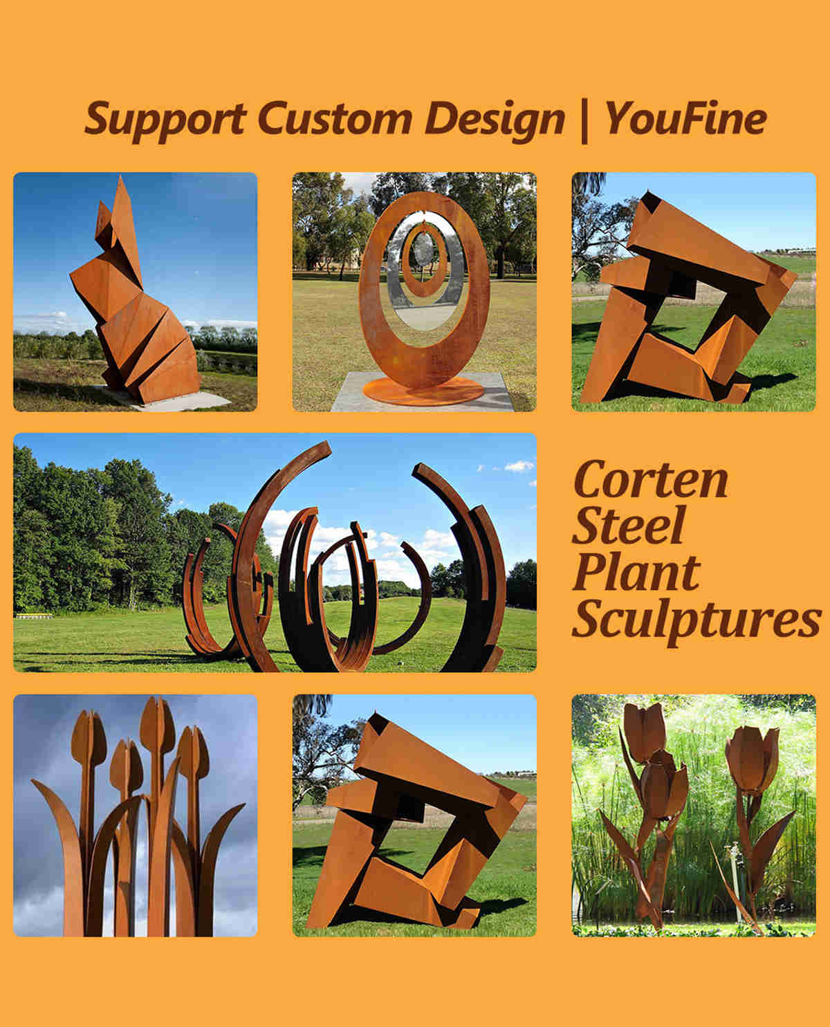 corten steel plant sculpture-YouFine