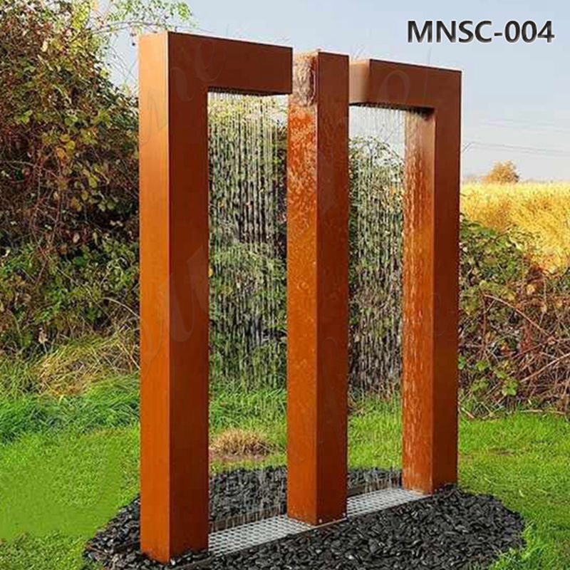 Square Corten Steel Water Feature Fountain Garden Sculpture MNSC-004