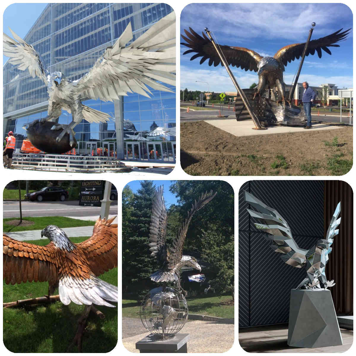 outdoor metal eagle sculpture
