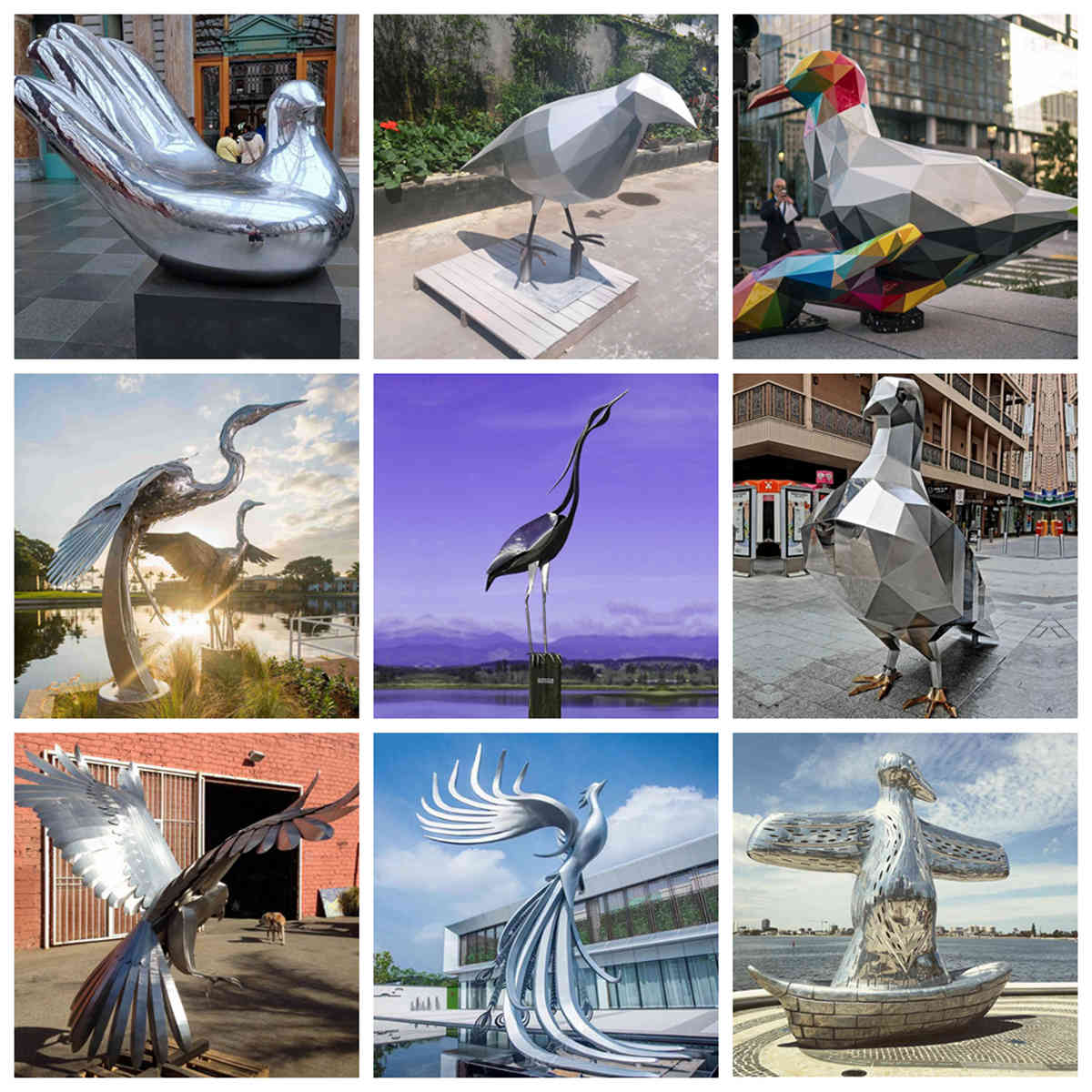 stainless steel bird sculpture