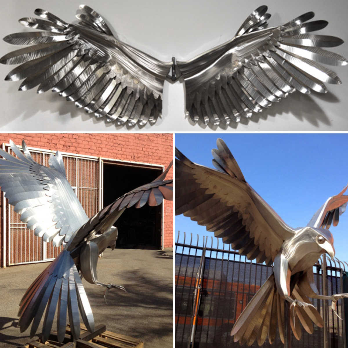 stainless steel eagle sculpture