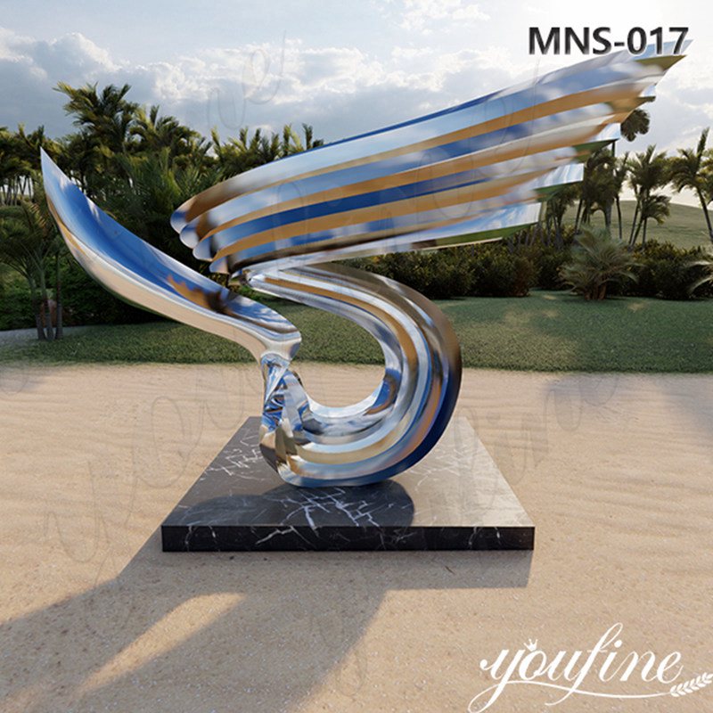 Large Mirror Polished Stainless Steel Abstract Sculpture Seaside MNS-017