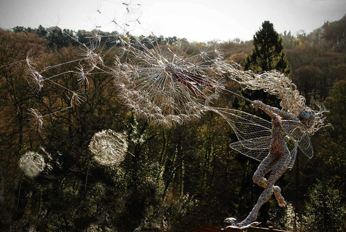 wire dandelion fairy sculpture -YouFine (2)