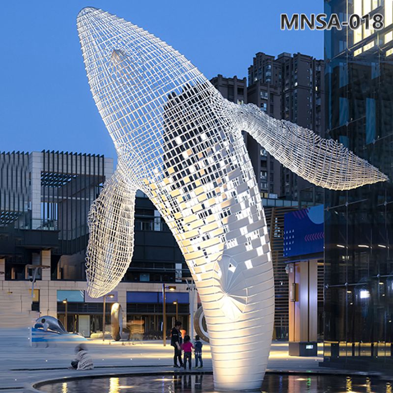 Amazing Large Metal Wire Whale Sculpture for Square MNSA-018