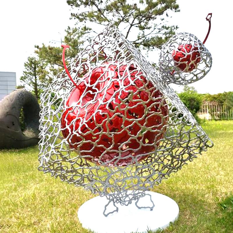 Custom Design Stainless Steel Red Cherry Garden sculpture MNS-002