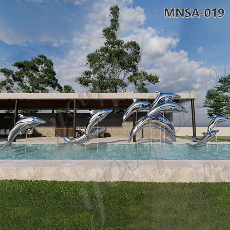 Customizable Stainless Steel Dolphin Sculpture Outdoor MNSA-019