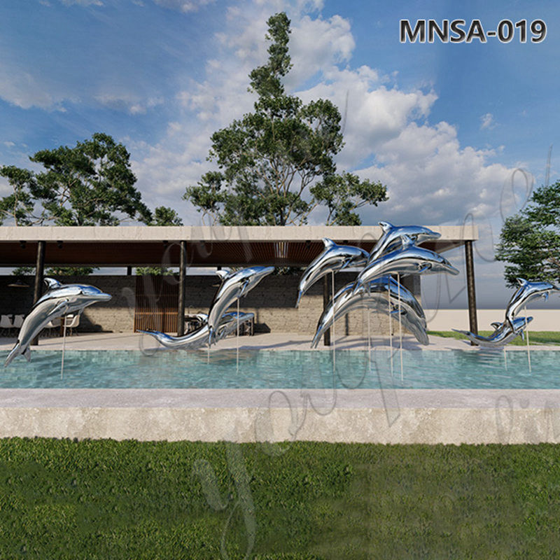 Customizable Stainless Steel Dolphin Sculpture Outdoor MNSA-019