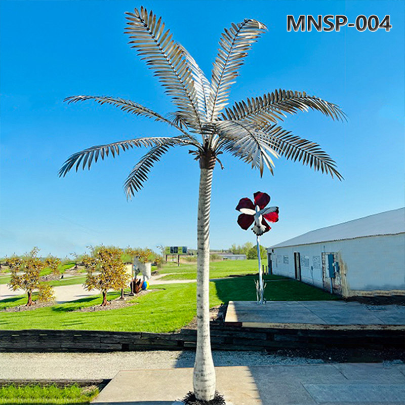 Large Lifelike Metal Palm Tree Sculpture Seaside Decor MNSP-004