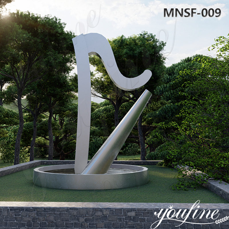 Metal Harp Water Fountain Sculpture for Outdoor Space MNSF-009