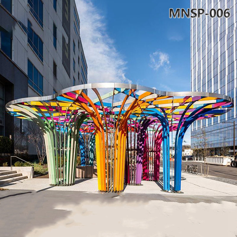 Painted Large Metal Tree Sculpture for Public Space Decor MNSP-006