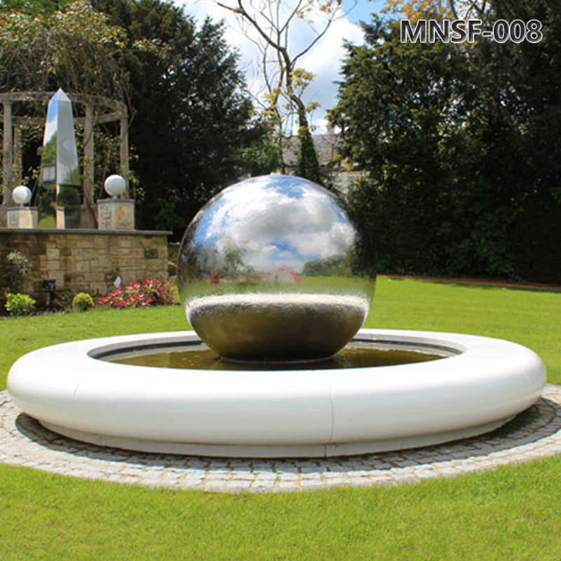 Mirror Stainless Steel Water Fountain Ball Sculpture for Garden MNSF-008
