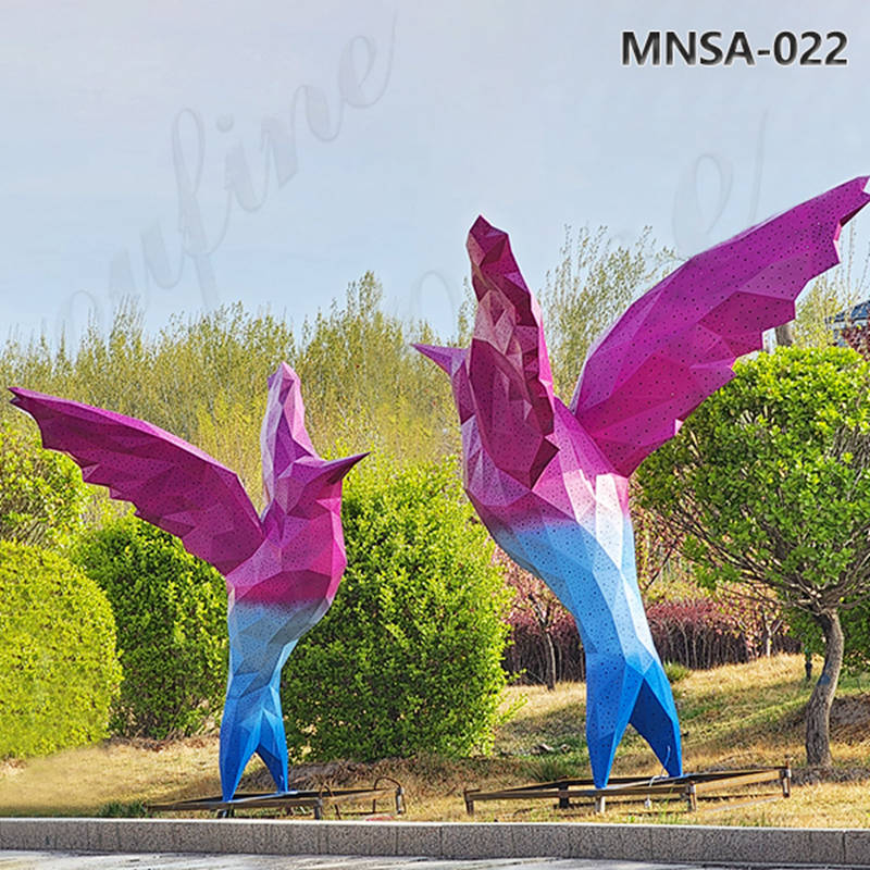 Geometric Stainless Steel Bird Sculptures for Garden MNSA-022