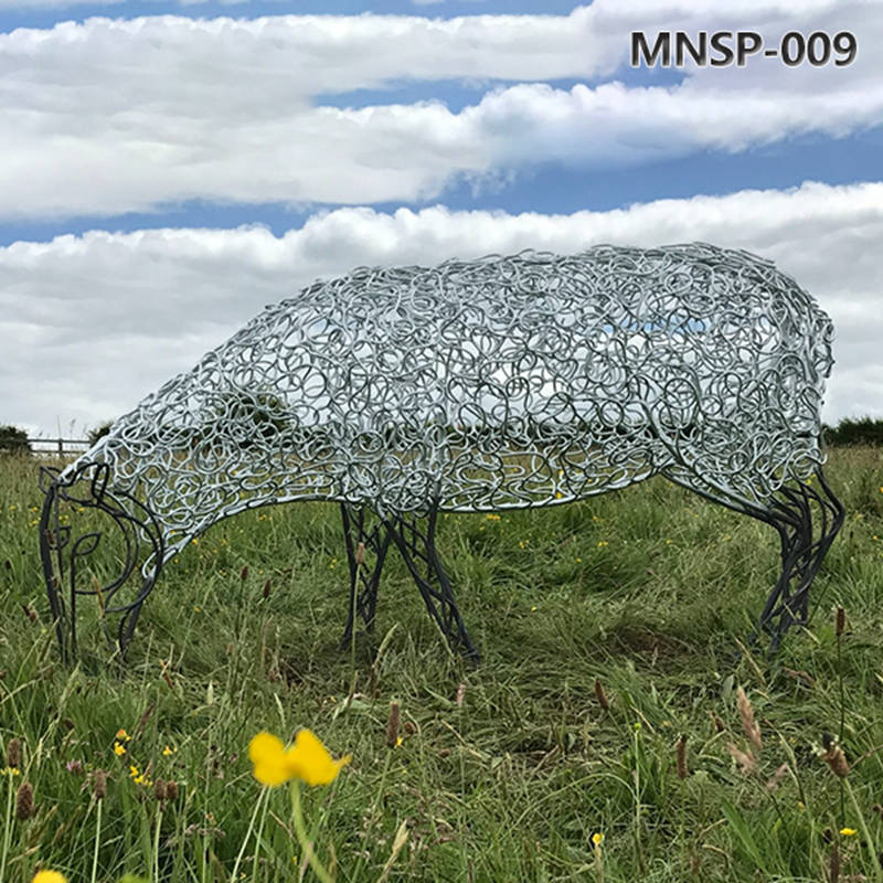 Life Size Wire Metal Sheep Sculpture MNSA-020