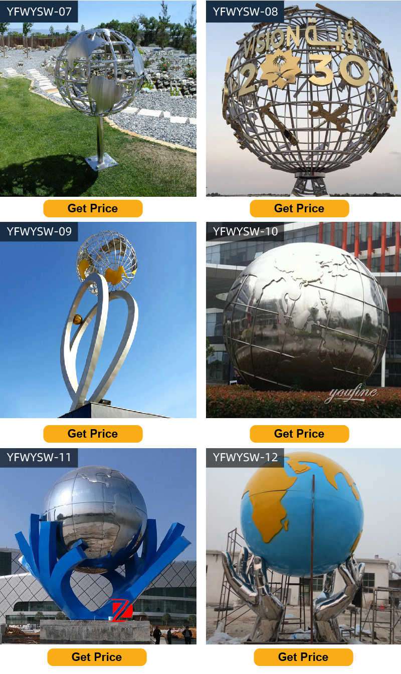 metal globe sculpture -YouFine
