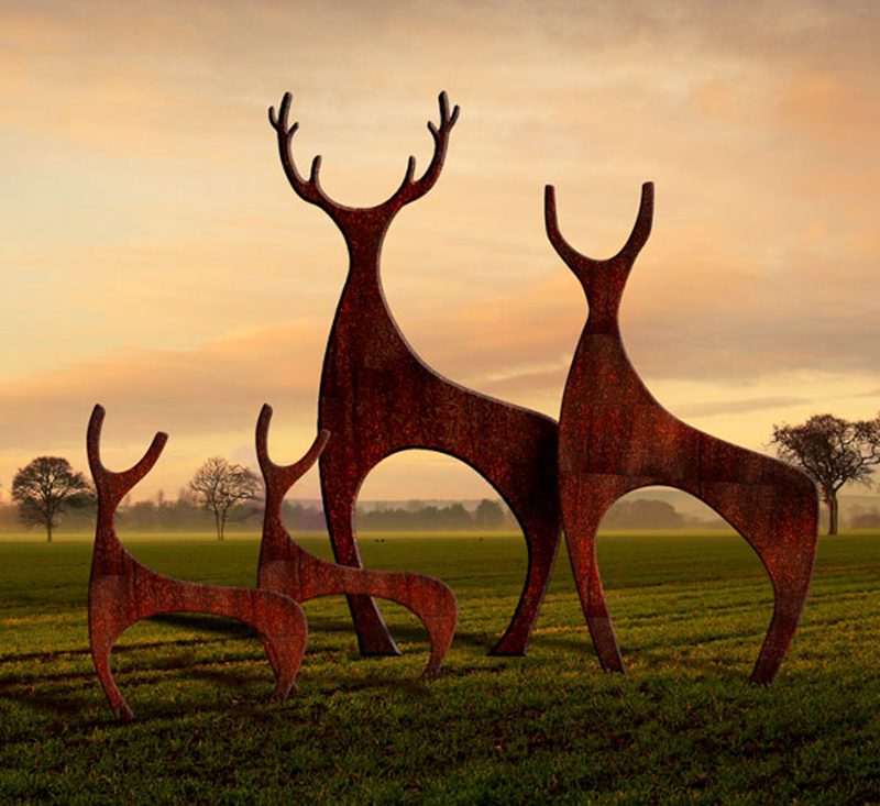 corten steel deer statue (4)