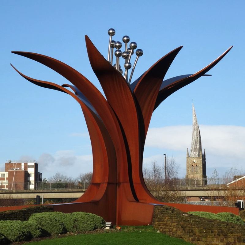 corten steel flower sculpture (5)