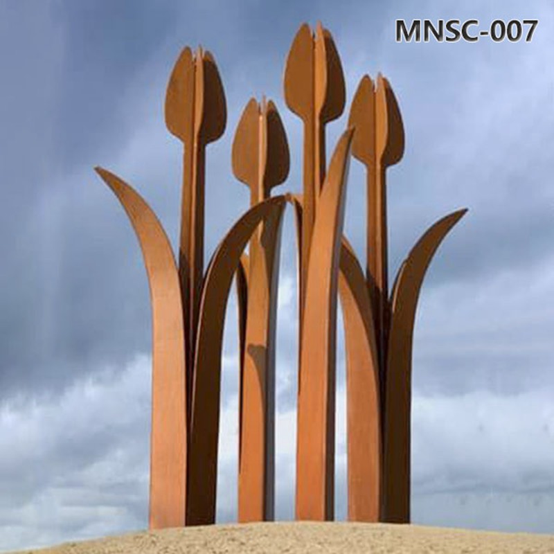 Outdoor Corten Steel Garden Ornaments Flower Sculpture MNSC-007