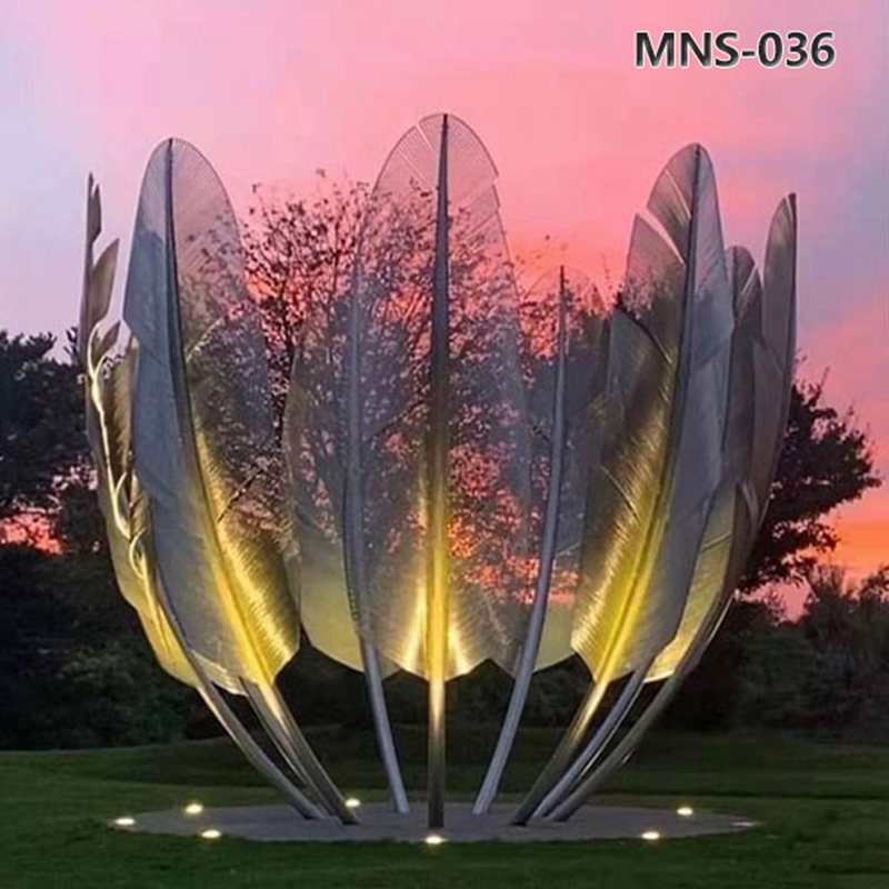 Large Outdoor Modern Metal Feather Sculpture Decor MNS-036