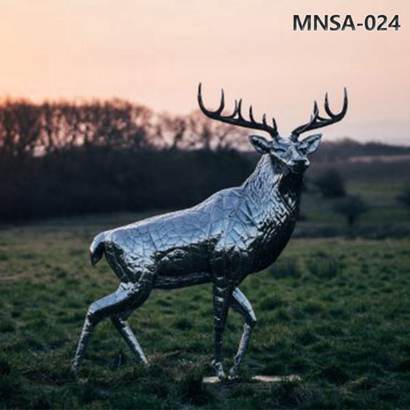 Outdoor Life Size Stainless Steel Deer Sculpture Decor MNSA-024