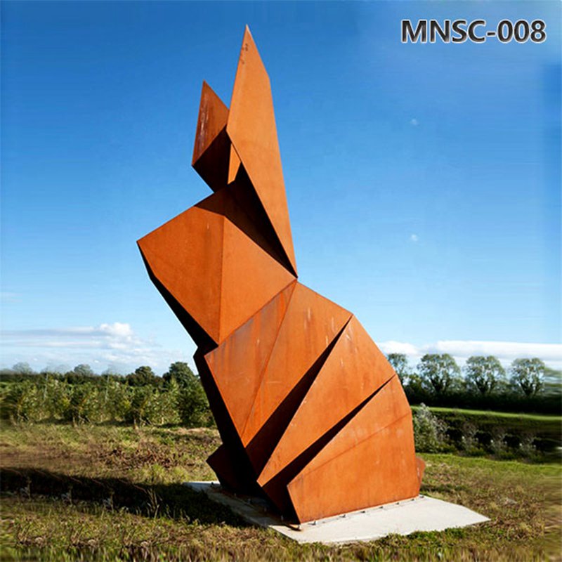 Corten Steel Rabbit Geometric Sculpture MNSC-008