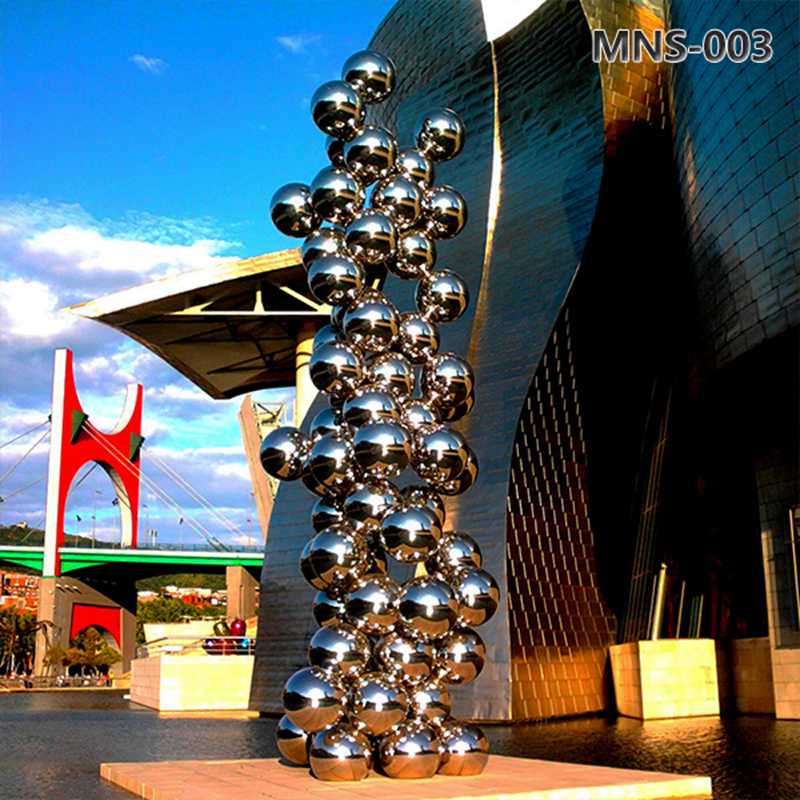 Tall Stainless Steel Sphere Garden Sculpture MNS-003