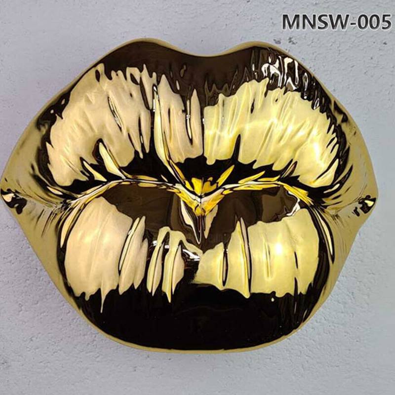 Gold Modern Metal Lips Wall Sculpture Decoration MNSW-005
