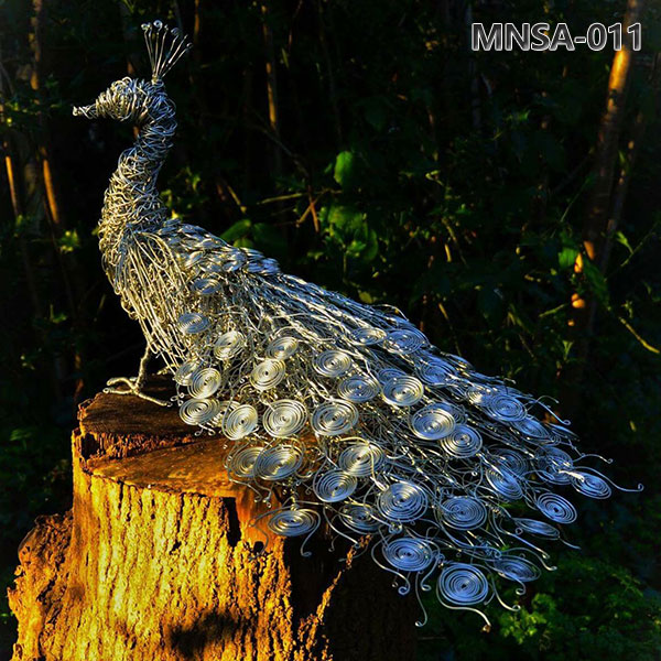 Outdoor Metal Wire Peacock Statue Decor MNSA-011