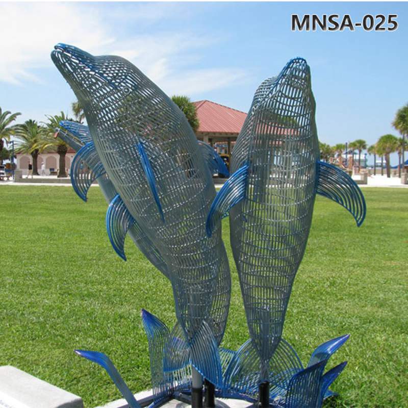 Outdoor Stainless Steel Dolphin Statue Wire Sculpture MNSA-025