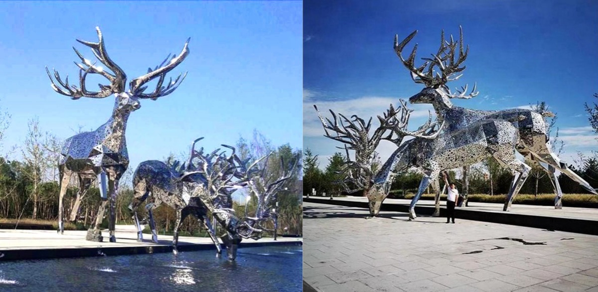 METAL DEER STATUE (2)