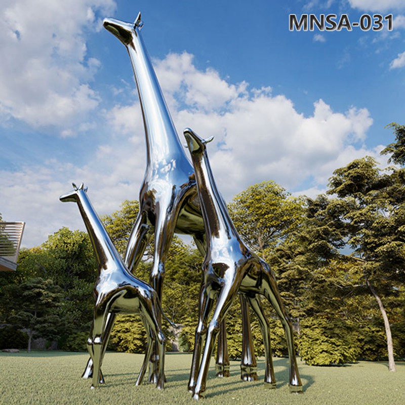 Tall Metal Giraffe Sculpture for Garden MNSA-031