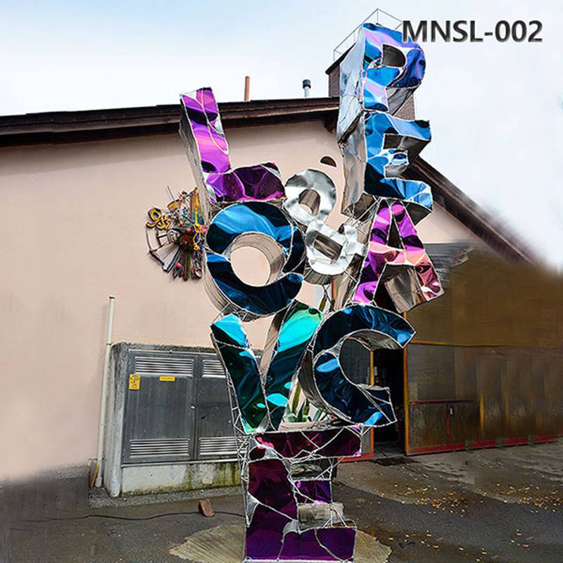 Colored Stainless Steel Letters Sculpture Peace and Love MNSL-002