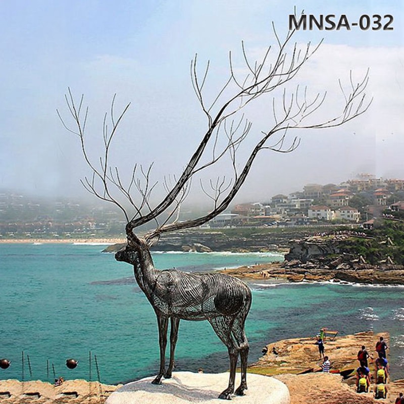 Stainless Steel Wire Deer Sculpture for Garden MNSA-032