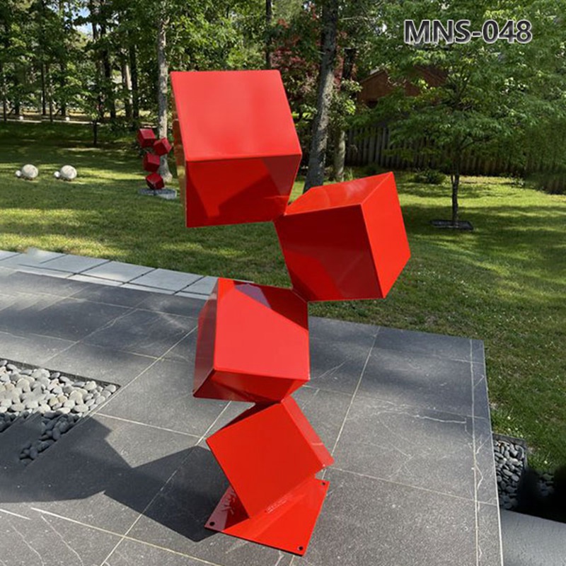 Modern Painted Geometric Metal Sculpture for Outdoor MNS-048