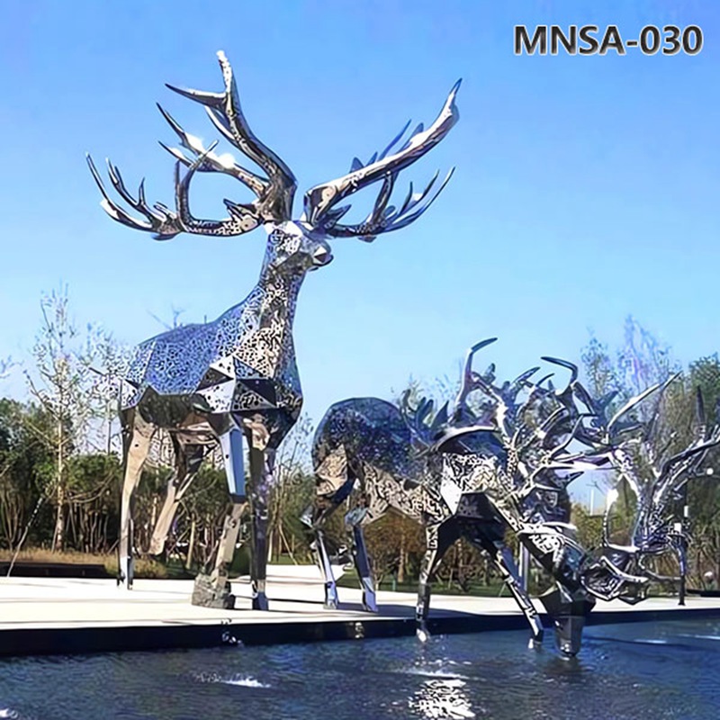 Geometry Life Size Metal Deer Statue Decor MNSA-030