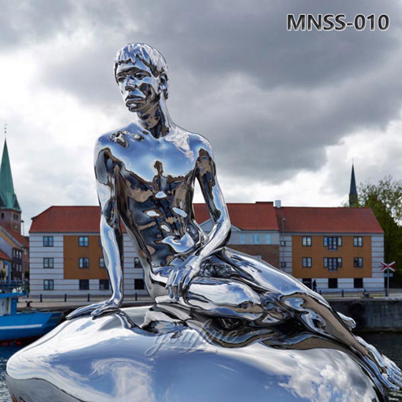 Han Statue Stainless Steel Man Sitting on Rock MNSS-010