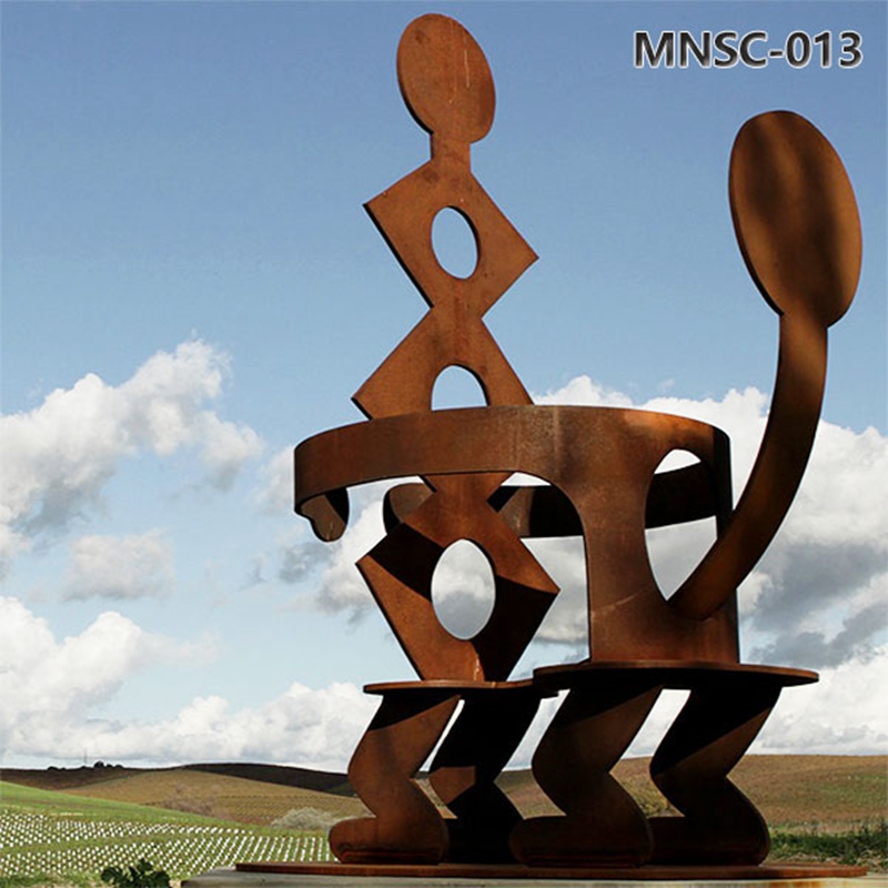 Corten Steel king and Queen Sculpture for Garden MNSC-013
