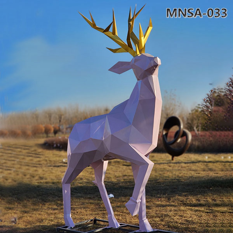 Painted Life Size Metal Geometric Deer Sculpture MNSA-033