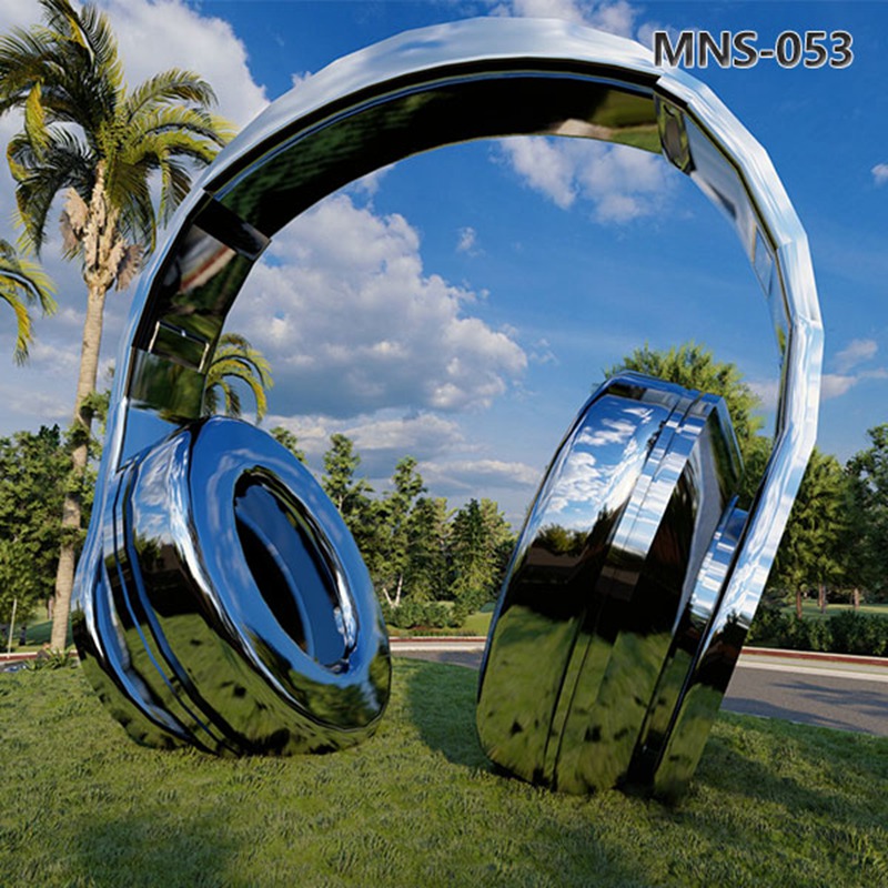 Modern Stainless Steel Headphone Sculpture for Outdoor MNS – 053