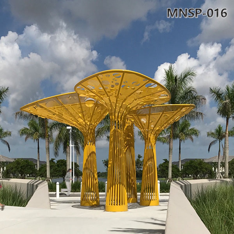 Stainless Steel Yellow Large Tree Sculpture MNSP-016