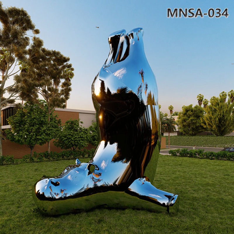 Outdoor Mirrored Metal Hippo Sculpture Decor MNSA-034