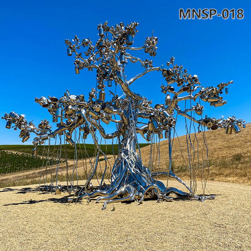 Large Mirrored Stainless Steel Banyan Tree Sculpture MNSP-018