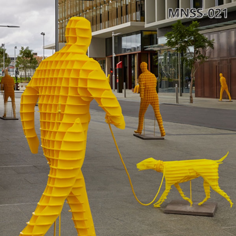 Outdoor Public Yellow Stainless Steel Figure Sculpture MNSS–021